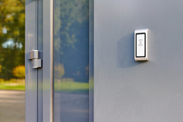 RFID reader by office door, employees only access by RFID key card, lock and key control system