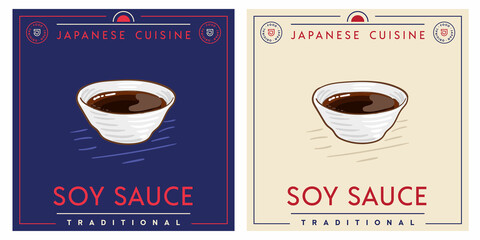 Soy sauce in bowl, asian condiment for sushi