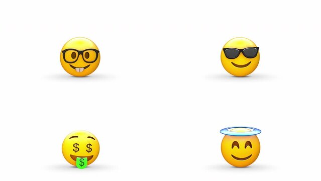 Set of Mood Emoji Loop and transparent background in alpha 32bit ProRes
