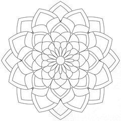 Leaf Flower Petal Coloring Mandala Art Simple Graphic Shape Vector Floral Oriental Outline Vintage Decorative Elements Pattern Illustration Islam Arabic Indian Turkish Mystic Religion Morals Lotus