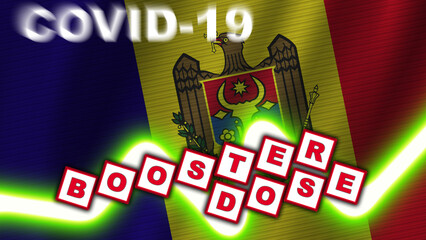 Moldova Flag and Covid-19 Booster Dose Title – 3D Illustration