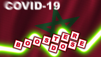 Morocco Flag and Covid-19 Booster Dose Title – 3D Illustration