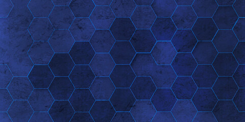 Abstract dark and blue seamless grunge and technology concept modern 3d hexagon background with geometric shapes, modern hexagon background for decoration, book cover, template and construction.