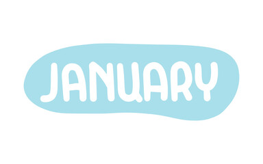 Hand drawn lettering phrase January. Month January for calendar. Ink brush lettering for winter invitation card.