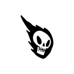 Skeleton head and fire, illustration for t-shirt, sticker, or apparel merchandise. With retro cartoon style.