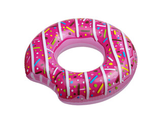 Pink inflatable swim ring isolated on white