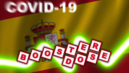 Spain Flag and Covid-19 Booster Dose Title – 3D Illustration