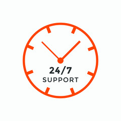 24 hours call center icon vector colorful | 24/7 support icon sign button | call center symbol icon template
