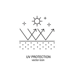 Sun uv protection line editable icon, vector pictogram of sunscreen spf. Skin or hair care illustration, sign for cream, lotion, cosmetics packaging.