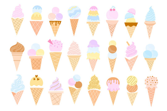 Ice cream vector set. Sundae illustration collection
