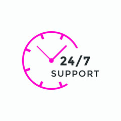 24 hours call center icon vector colorful | 24/7 support icon sign button | call center symbol icon template
