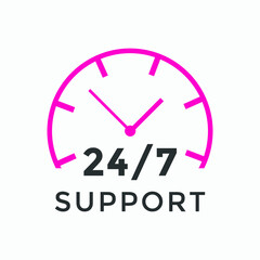 24 hours call center icon vector colorful | 24/7 support icon sign button | call center symbol icon template
