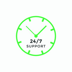 24 hours call center icon vector | 24/7 support icon sign button | call center symbol icon template colorful
