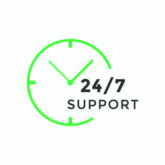 24 hours call center icon vector | 24/7 support icon sign button | call center symbol icon template colorful
