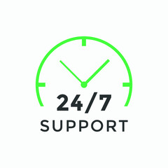 24 hours call center icon vector | 24/7 support icon sign button | call center symbol icon template colorful
