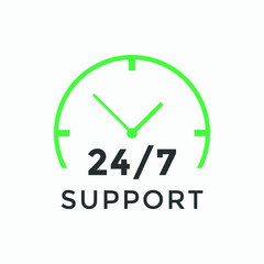 24 hours call center icon vector | 24/7 support icon sign button | call center symbol icon template colorful
