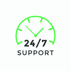 24 hours call center icon vector | 24/7 support icon sign button | call center symbol icon template colorful
