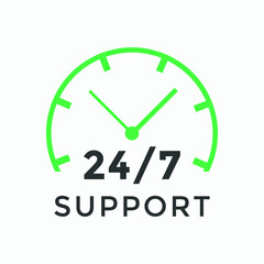 24 hours call center icon vector | 24/7 support icon sign button | call center symbol icon template colorful
