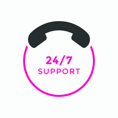 24 hours call center icon vector | 24/7 support icon sign button | call center symbol icon template colorful
