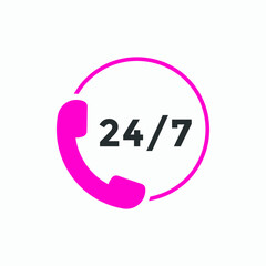24 hours call center icon vector | 24/7 support icon sign button | call center symbol icon template colorful
