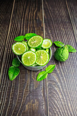 Fresh bergamot fruit slices in a bowl