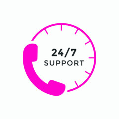 24 hours call center icon vector | 24/7 support icon sign button | call center symbol icon template colorful
