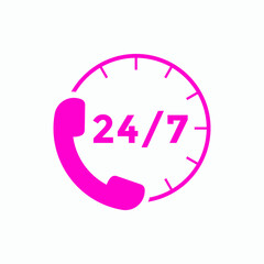 24 hours call center icon vector | 24/7 support icon sign button | call center symbol icon template colorful
