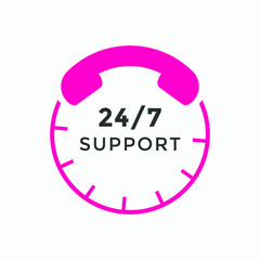 24 hours call center icon vector | 24/7 support icon sign button | call center symbol icon template colorful
