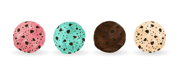 Set of ice cream balls vector isolate on white background design
