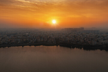 Bangalore Cityscape Sunrise - Aerial view of Bangalore cityscape