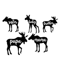 Naklejka na ściany i meble goat sister, goat baby, goat brother, goat papa, goat mama silhouette animals illustration design