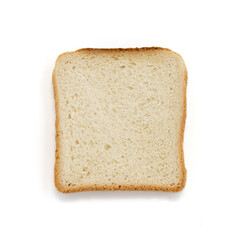 slice of bread isolated on white background, top view