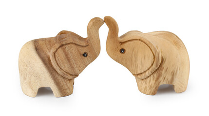 Obraz premium Wooden elephant model isolated on white background with clipping path.