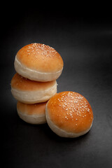 Burger buns with sesame seeds