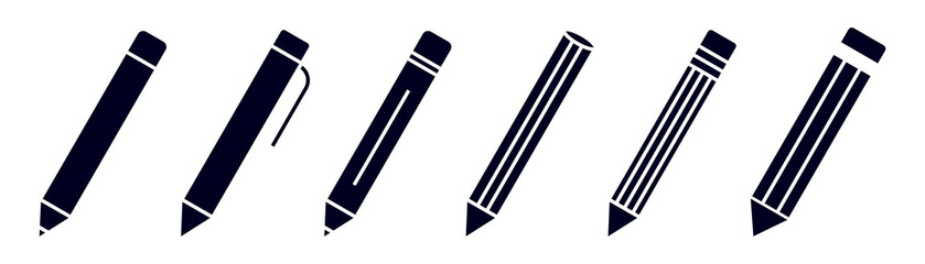 Pencil icon set. Pencil icon in glyph. Edit symbol in vector. Pen sign in solid. Filled pencil symbol. Stock vector illustration