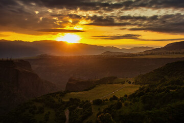 sunset in the mountains