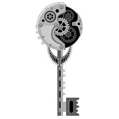 Obraz premium Steampunk metal ancient key. Decorative element decoration in the steampunk style. Vector illustration.