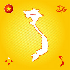 simple outline map of vietnam