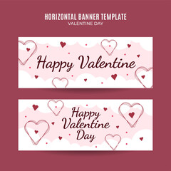 Happy Valentine day. Celebrated in February. Horizontal Poster, banner, space area and background.