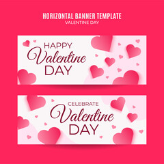 Happy Valentine day. Celebrated in February. Horizontal Poster, banner, space area and background.