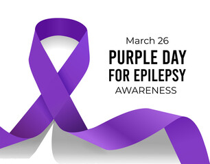 Purple Day for epilepsy awareness. Vector illustration with ribbon