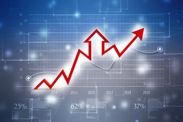 3d rendering business graph and documents. Stock market chart. Business graph background, Financial Background