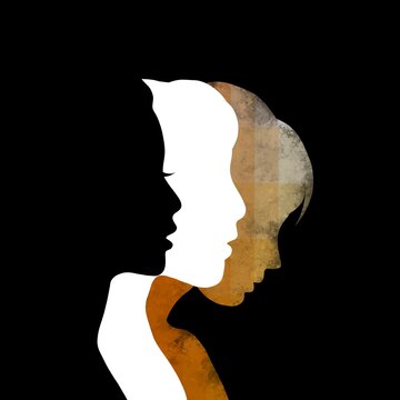 Women supporting women. Minimalist silhouette art