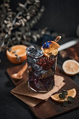 Homemade blueberry italian soda drink