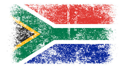 South Africa Flag Distressed Grunge Vintage Retro. Isolated on White Background
