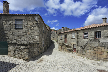 Narrow cobbled street in the medieval mountain village of Sortelha, Serra da Estrela, Beira Alta, Portugal