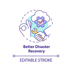 Better disaster recovery concept icon. Repairing service. UCaaS advantages abstract idea thin line illustration. Isolated outline drawing. Editable stroke. Arial, Myriad Pro-Bold fonts used