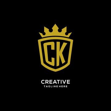 Initial CK logo shield crown style, luxury elegant monogram logo design