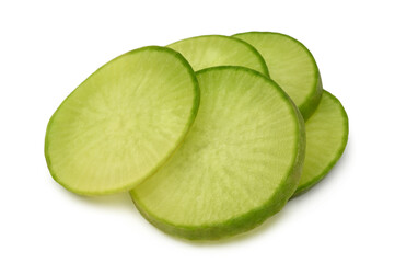 Slices of green radish