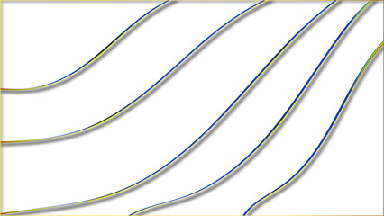 abstract gold and blue lines with white abstract background with a glowing abstract waves